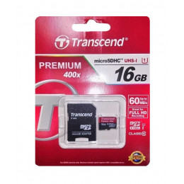 Transcend microSD 16GB Class 10 Premium UHS-I (90Mb/s) +SD adapter Карта памяти 