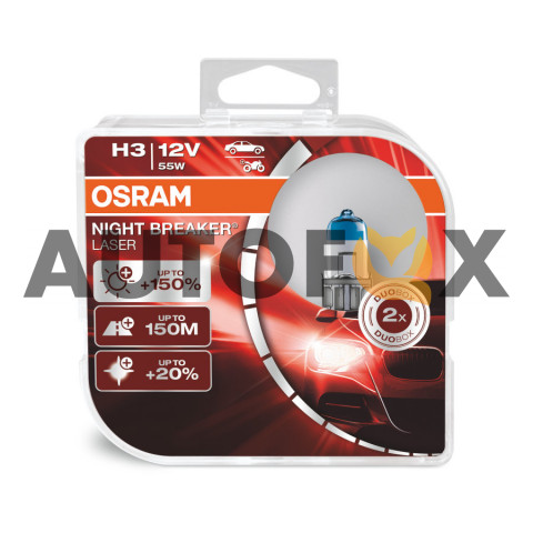 Osram Night BreakerLaser H3 +150% 55W 12V (2шт комплект) 64151NL-HCB Лампа галоген 