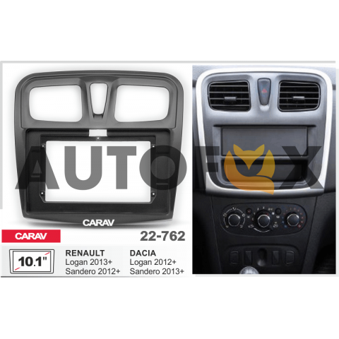 Carav 22-762: 10.1" РАМКА  RENAULT Logan 13-18; Sandero 12-18 / DACIA Sandero 13-18; Logan 12-18 чер