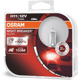 Osram Night Breaker Silver H11 +100% 55W 12V (2шт комплект) 64211NBS-HCB Лампа галоген